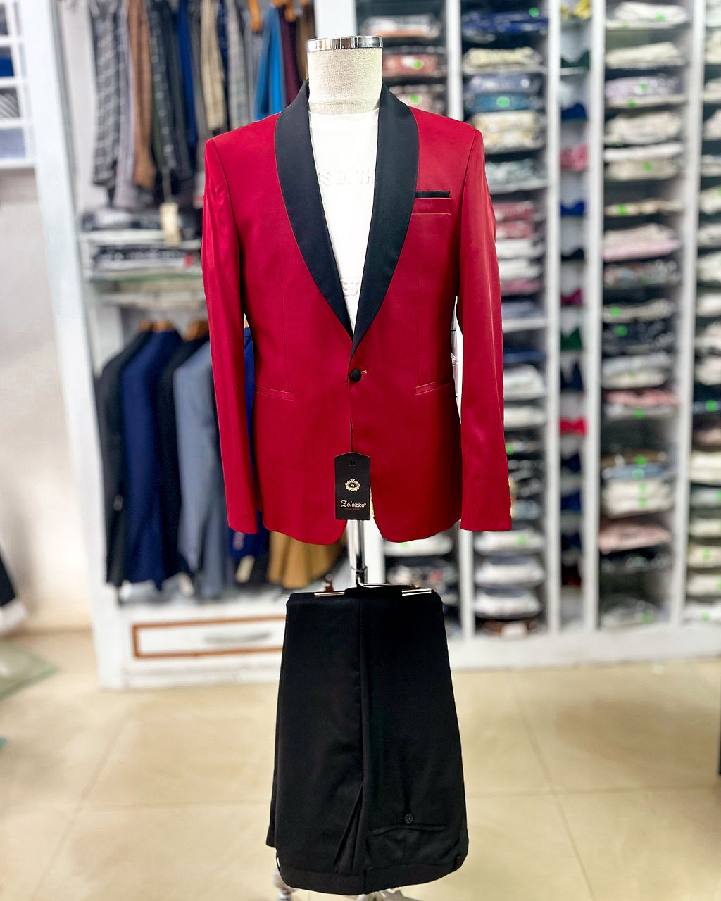 Cotton suit red and black