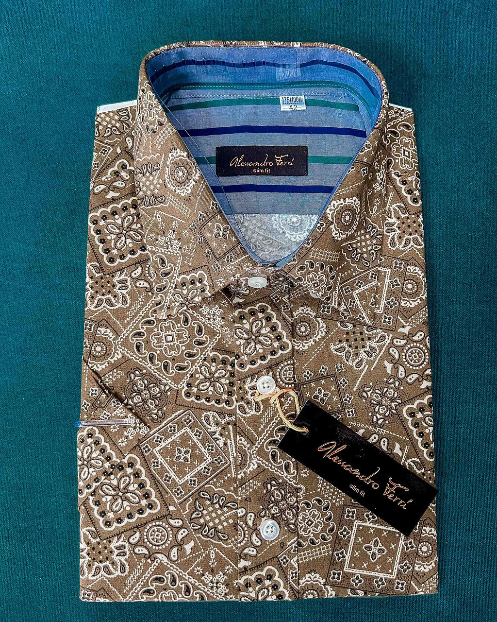 Alessandro Ferri Linen Paisley Print Short Sleeve Shirt